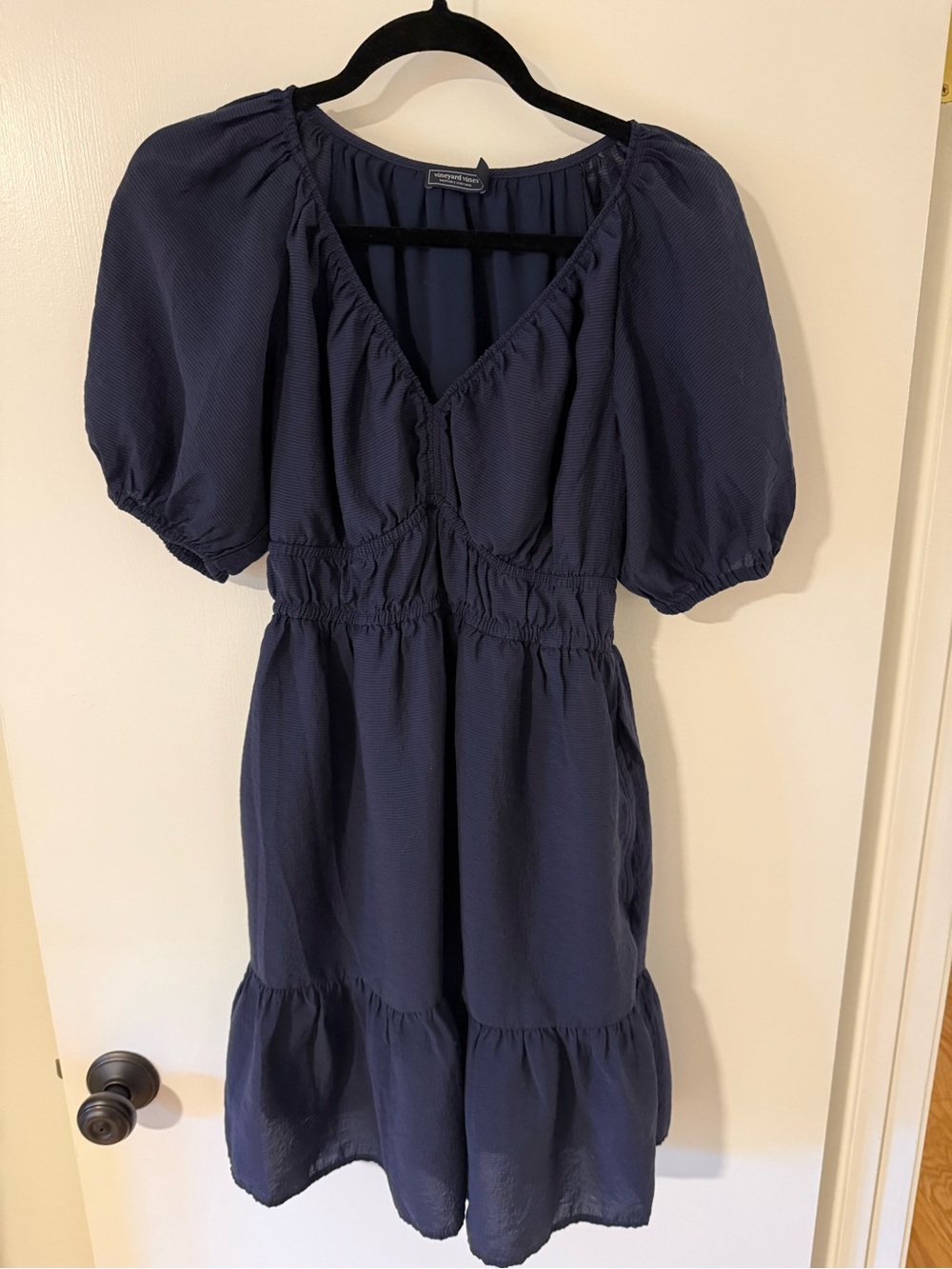 Vineyard Vines Navy Smocked Yoke Dress